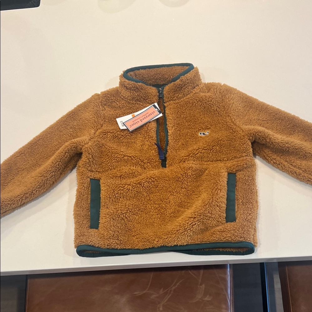 Vineyard Vines 3t Cozy Brown Fleece Pullover